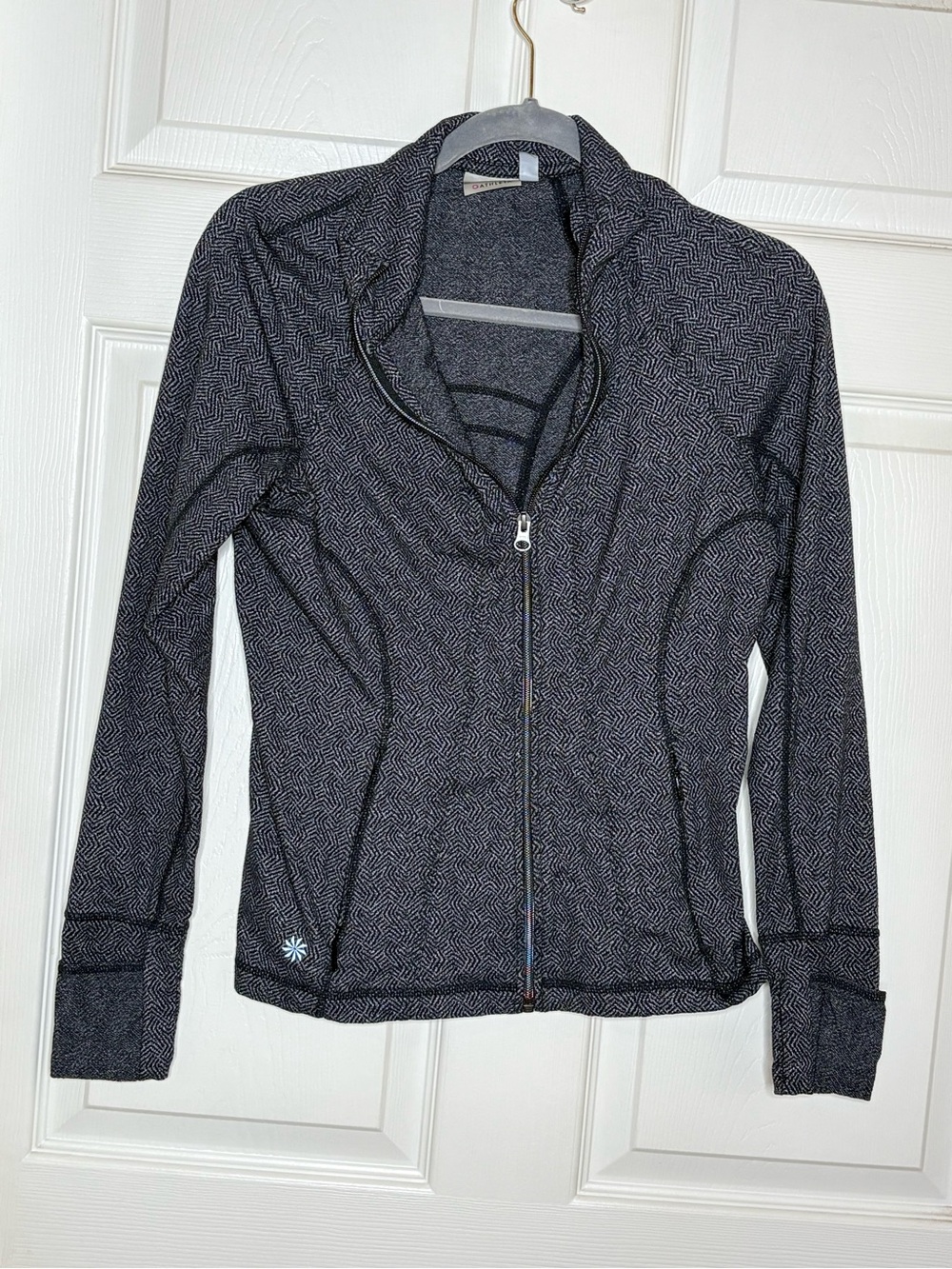 Athleta Black Heather Performance Zip Jacket Running Stretch Small